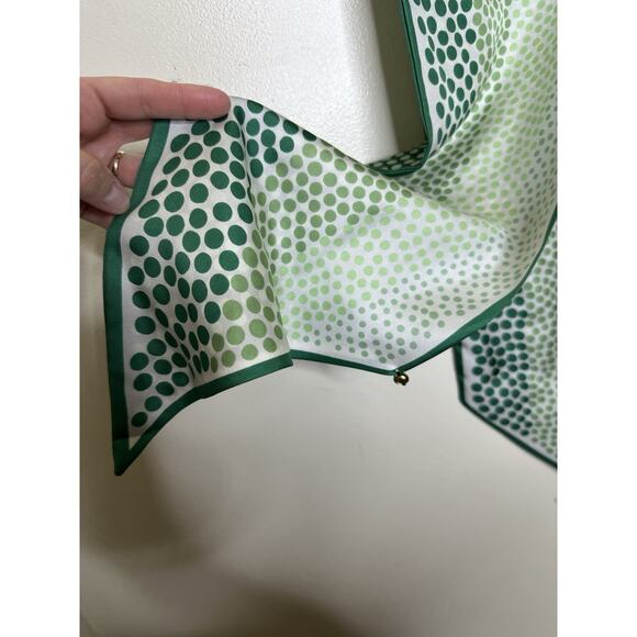 Vintage Pura Seta Rectangle Scarf Pointed End Green Dot Pattern Lightweight Silk - Picture 3 of 9